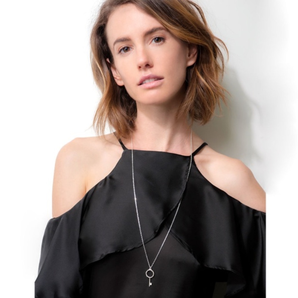 dogeared // swarovski crystal silver key necklace - Picture 3 of 6